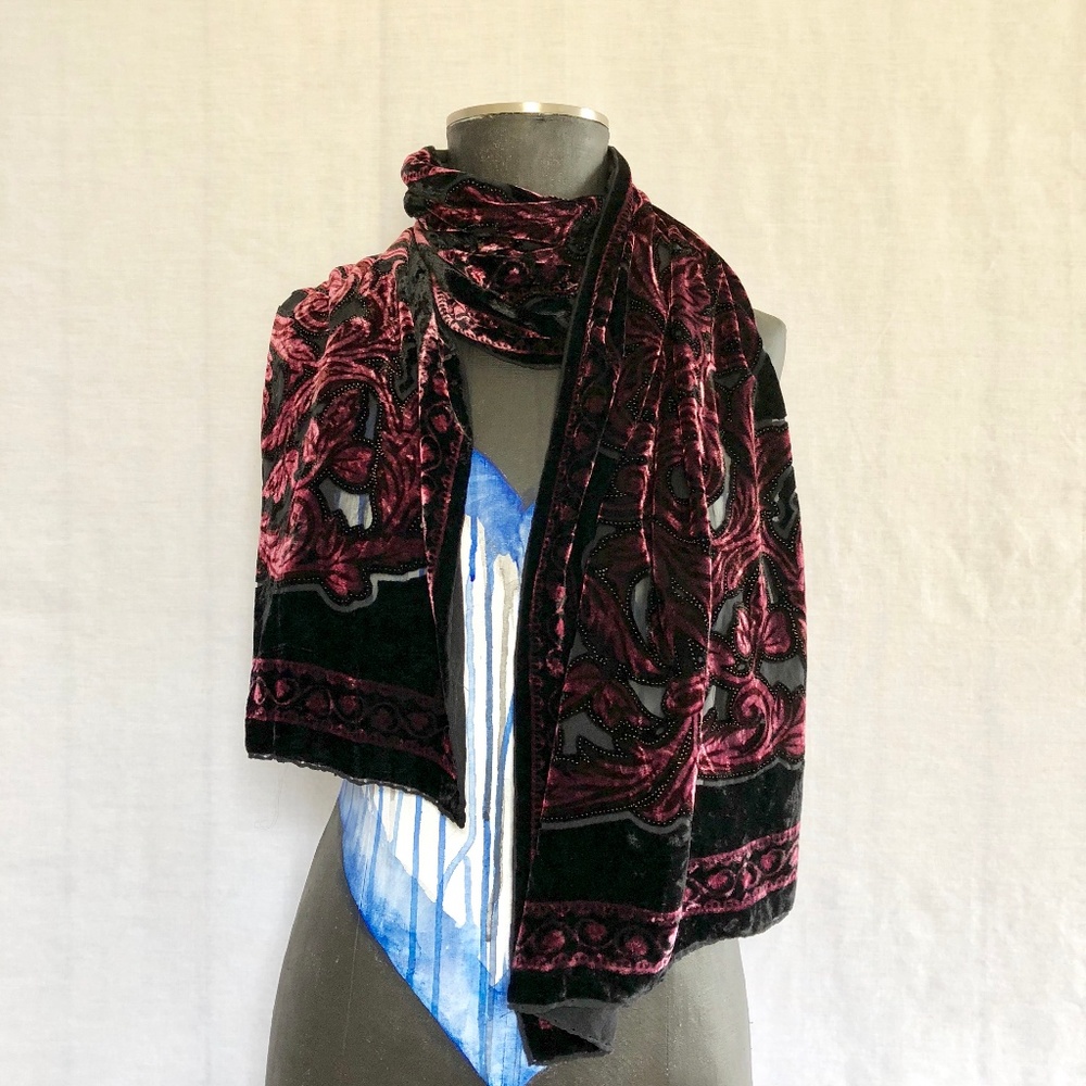 Silk Scarf Black Purple